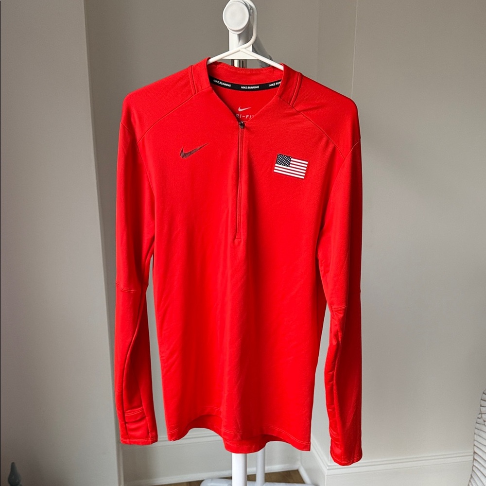 Official Team USA Nike Red Quarter-Zip Top with Flag Patch small